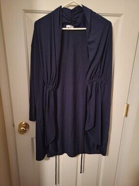 Kiyonna Navy Long Sleeve Draped Cardigan